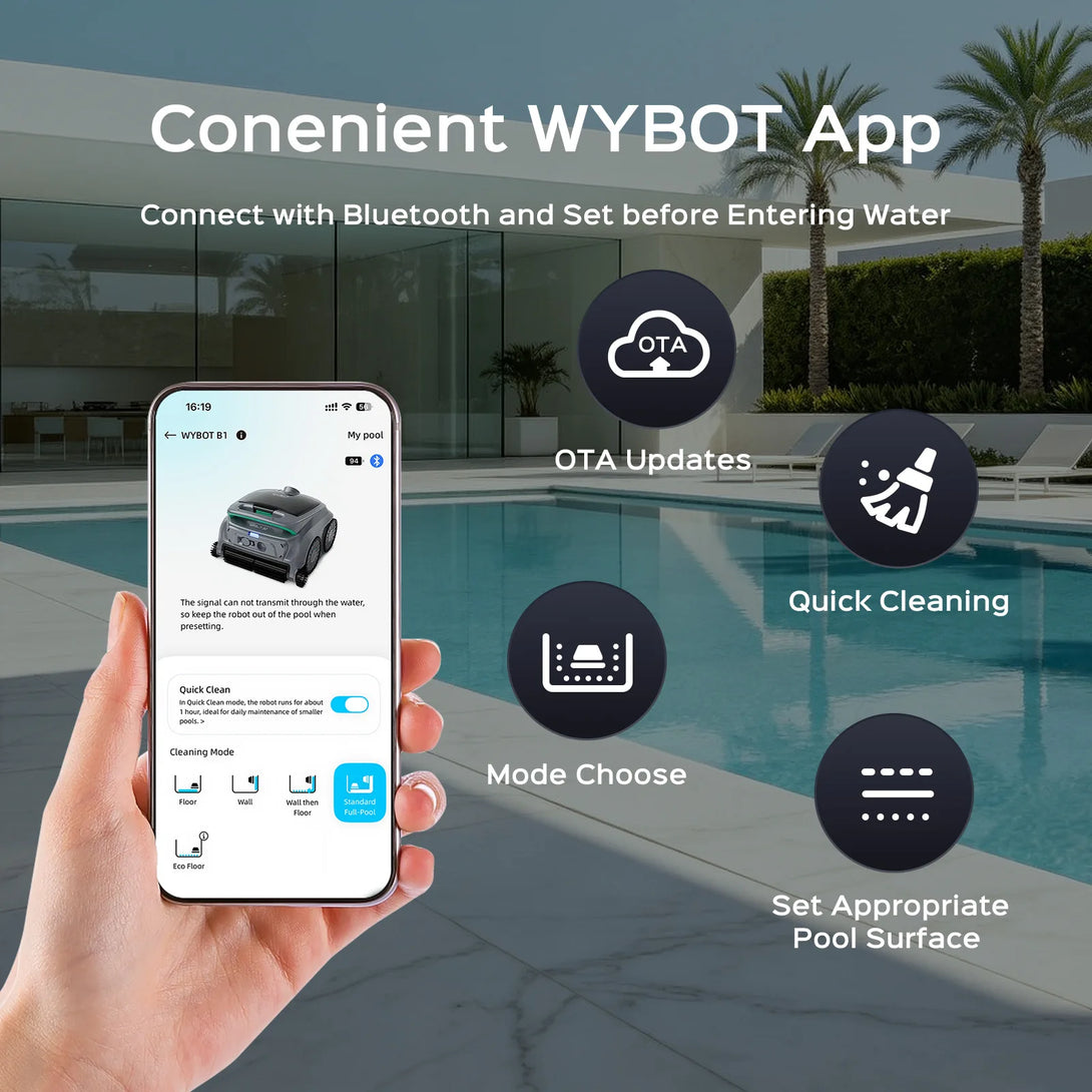 WYBOT B1 Cordless Robotic Pool Cleaner for Above Ground/In-Ground Pool